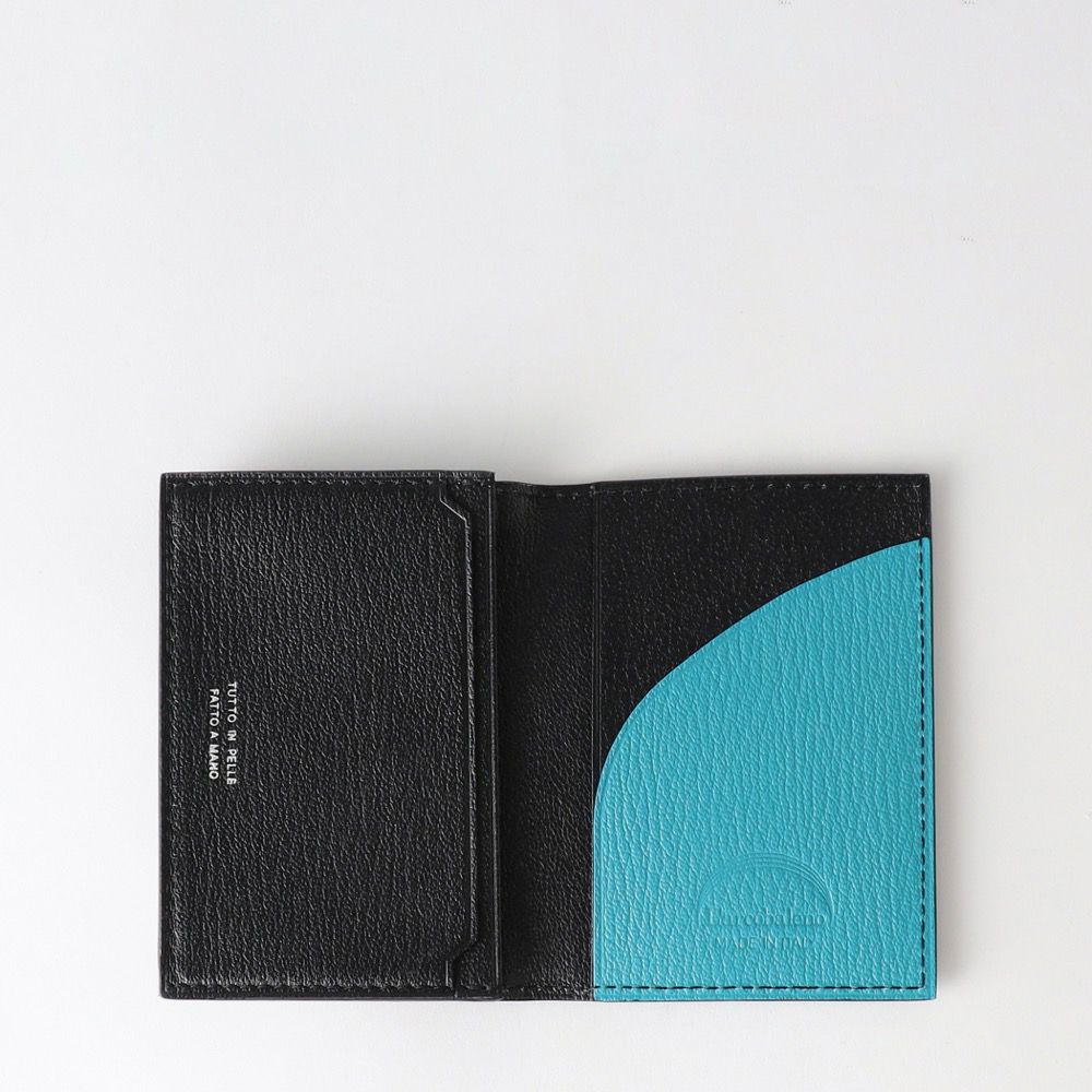 【新品未使用】ラルコバレーノ 名刺入れ レザー ブラック ターコイズ 名刺入れ BLACK*TURQUOISE | ラルコバレーノ公式通販