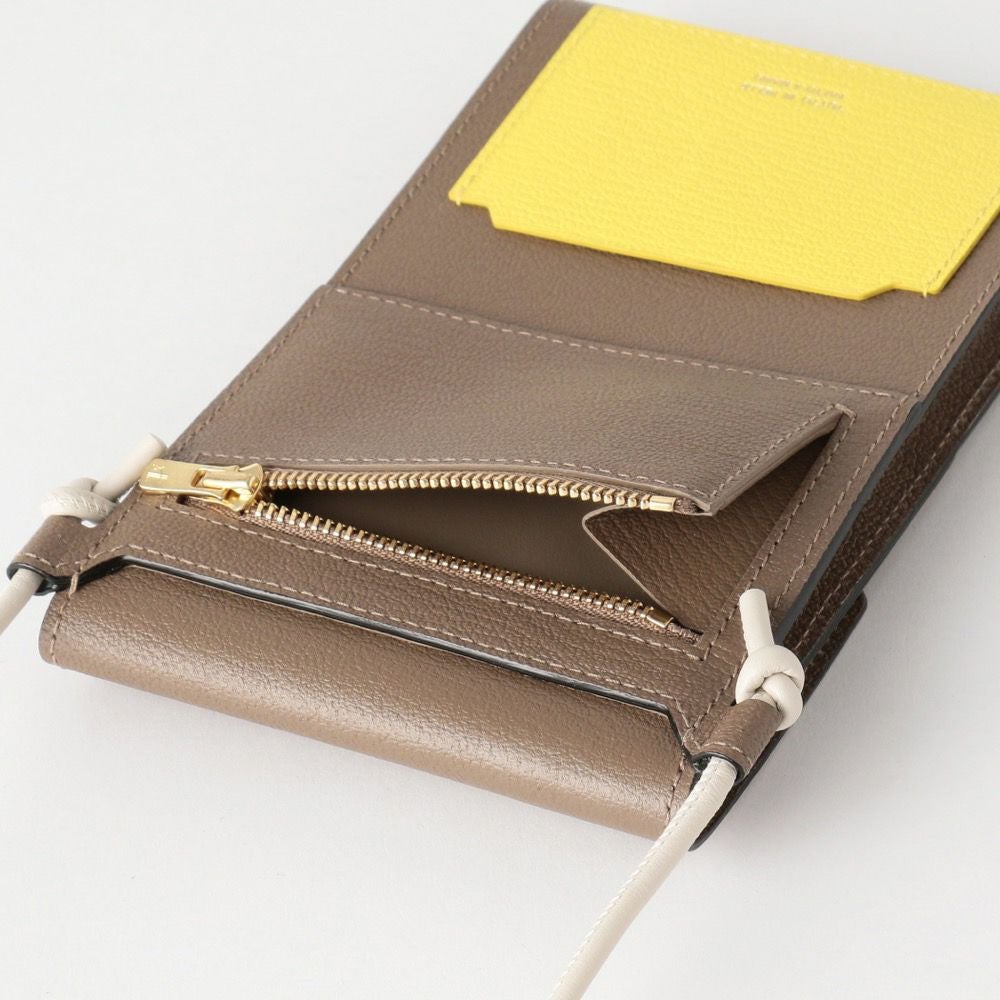 ラルコバレーノ　ショルダー　財布　携帯　ケース　グレージュ×イエロー フラップショルダーウォレット GRAY*YELLOW | ラルコバレーノ公式通販