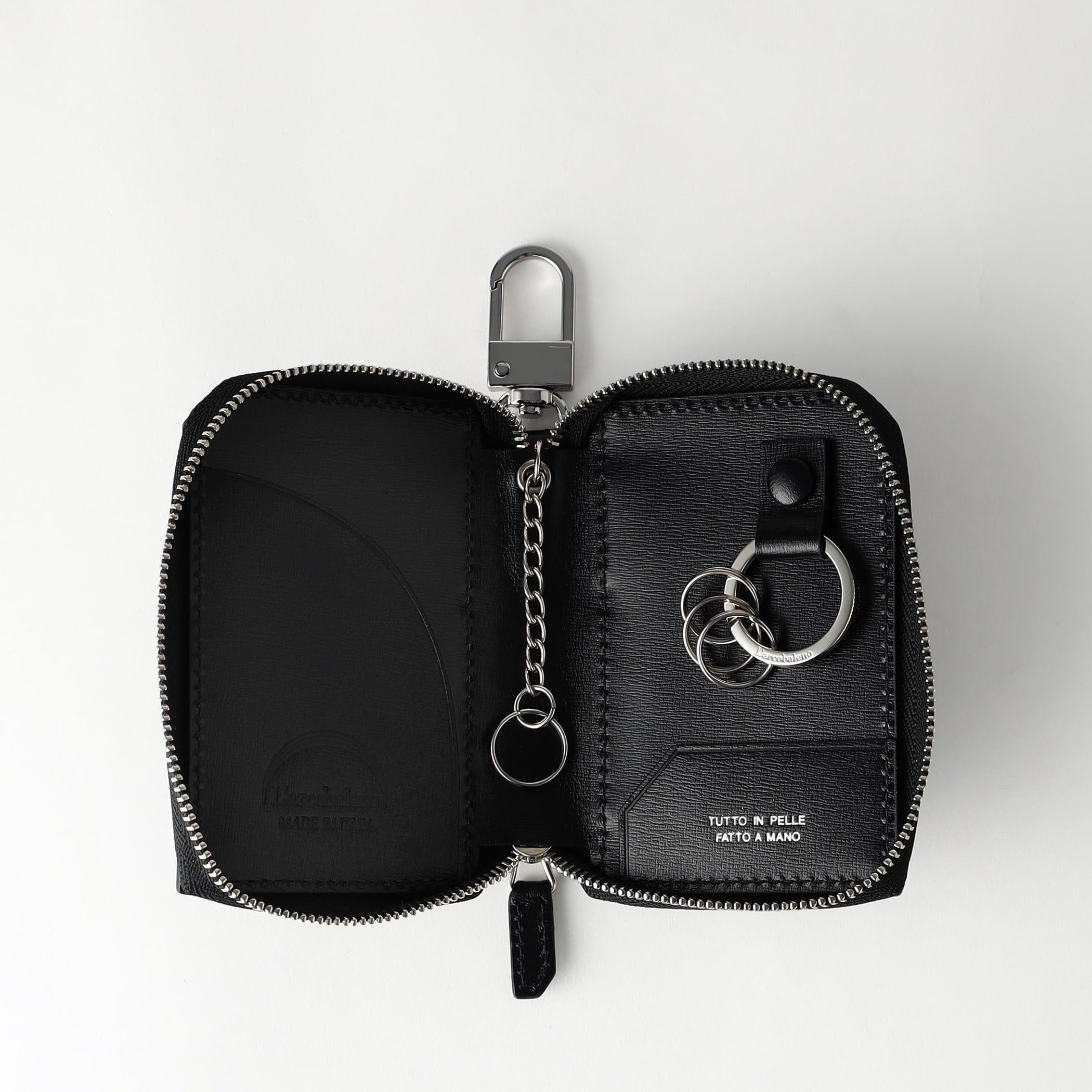 スマートWキーケース グレインカーフ BLACK | ラルコバレーノ公式通販